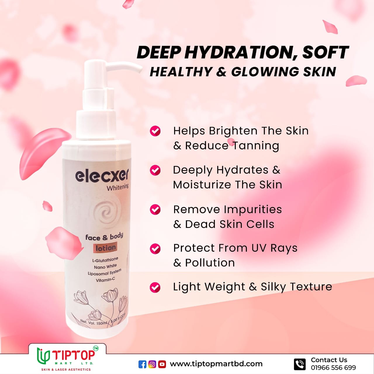 ELECXER Whitening Face & Body Lotion 150ml